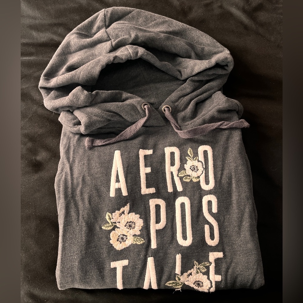 Aeropostale Floral Charcoal Hoodie